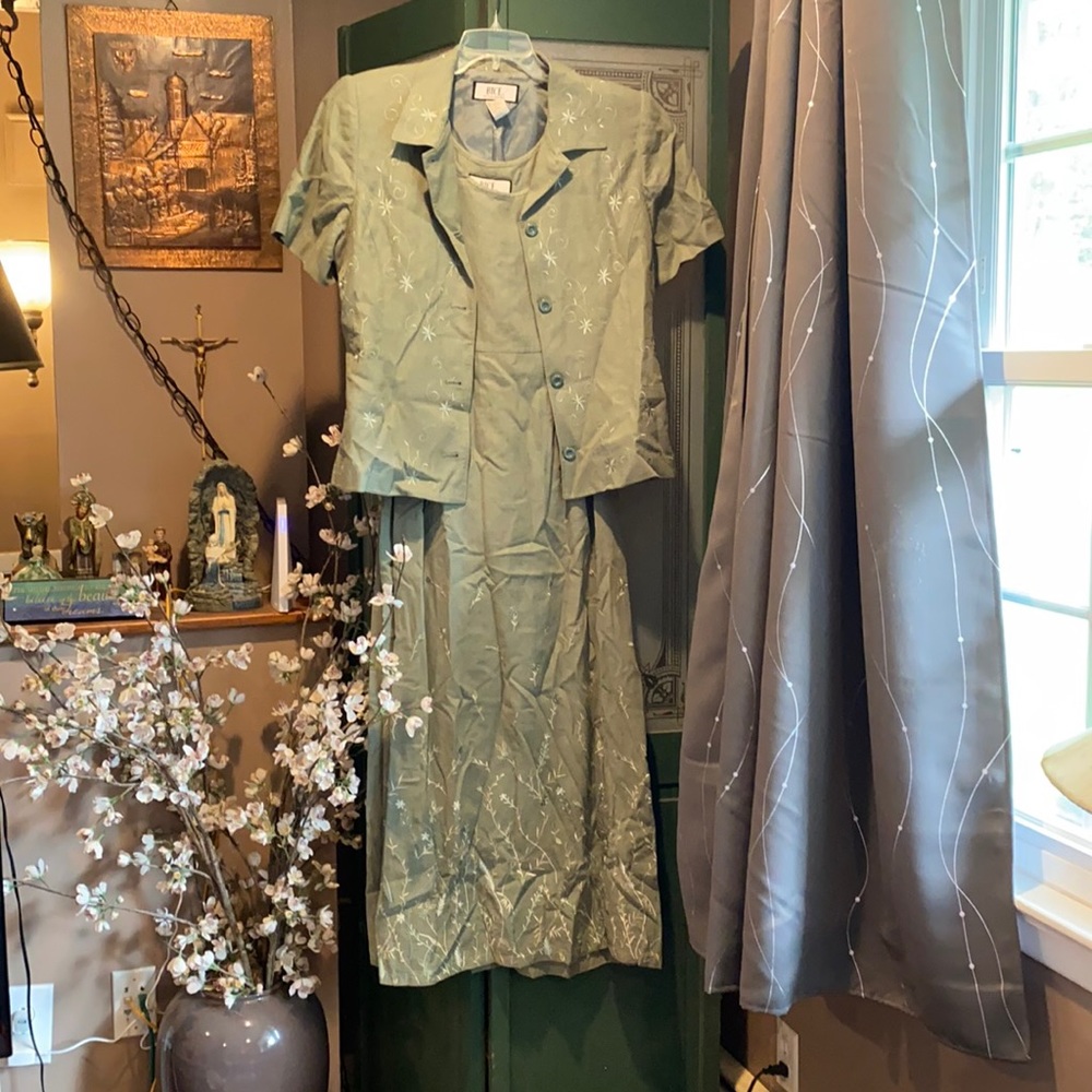 Vintage 1990’s linen/rayon maxi w/jacket sz XL 14